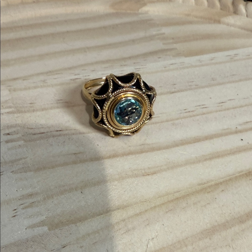 C430 Rare Vintage 14K Topaz and Garnet Ring sz 10